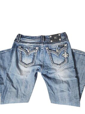 Miss Me Easy Capri Embellished Jeans Sz 26 Flap Pockets Low Rise distressed Y2K